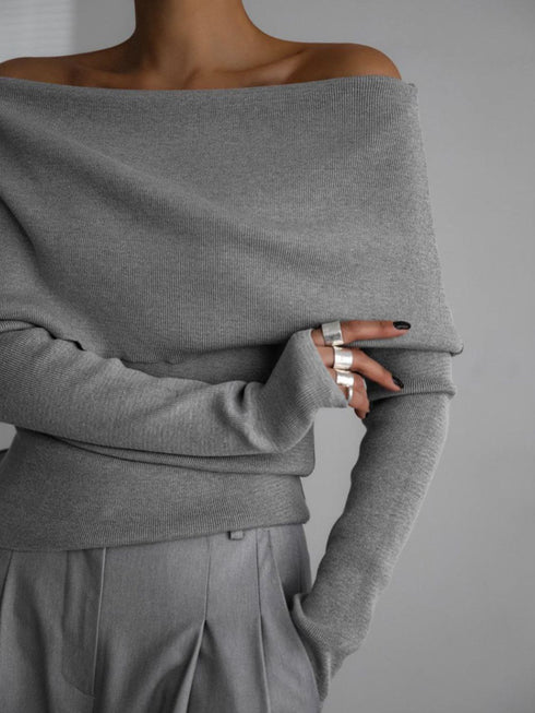 'Alora' Off Shoulder Soft Knit Top - Celes Fashion